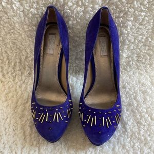 Rachel Rachel Roy Cobalt Blue Suede Platform Stilettos